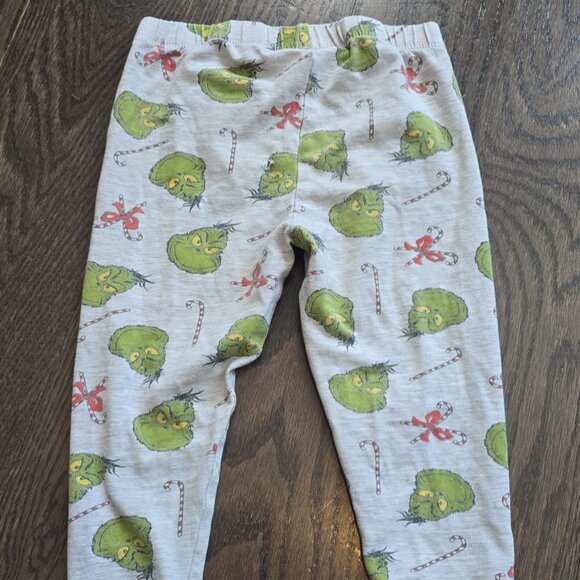Vintage Girls Toddler THE GRINCH Christmas Holiday Grey Leggings Size 2/3 USED - Picture 1 of 3
